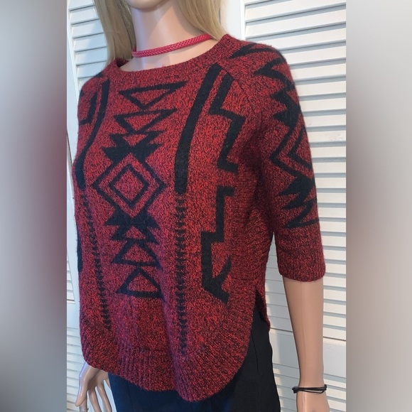 Express red Aztec wool blend sweater women’s XS - Picture 2 of 5